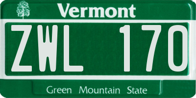 VT license plate ZWL170