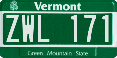 VT license plate ZWL171