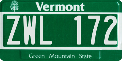 VT license plate ZWL172