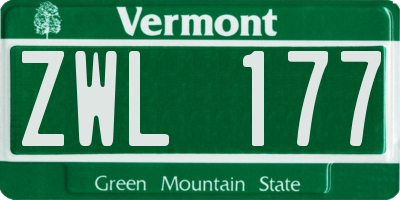 VT license plate ZWL177