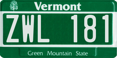 VT license plate ZWL181