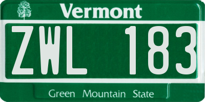VT license plate ZWL183