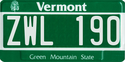 VT license plate ZWL190