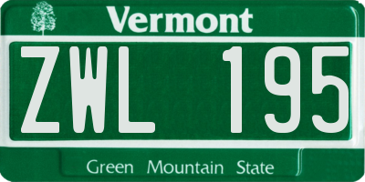 VT license plate ZWL195