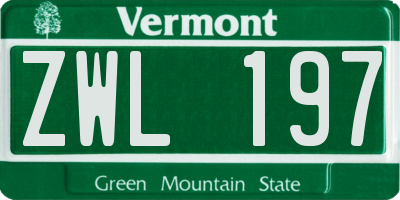 VT license plate ZWL197