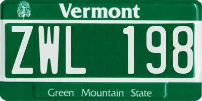 VT license plate ZWL198