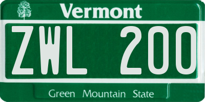 VT license plate ZWL200