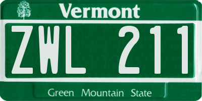 VT license plate ZWL211