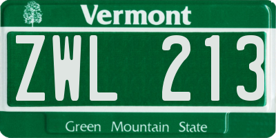 VT license plate ZWL213