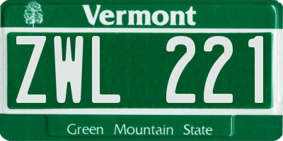 VT license plate ZWL221