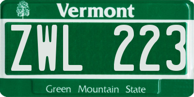 VT license plate ZWL223