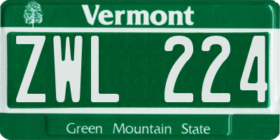 VT license plate ZWL224