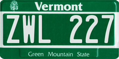 VT license plate ZWL227