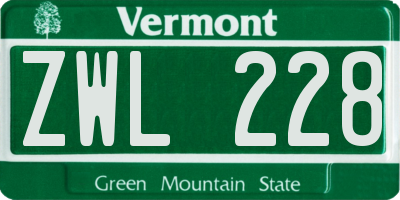 VT license plate ZWL228