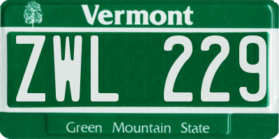 VT license plate ZWL229