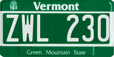 VT license plate ZWL230