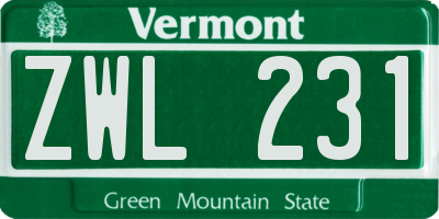 VT license plate ZWL231