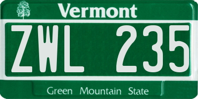 VT license plate ZWL235