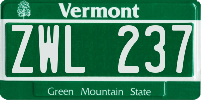 VT license plate ZWL237