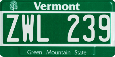 VT license plate ZWL239