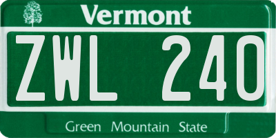 VT license plate ZWL240