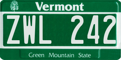 VT license plate ZWL242