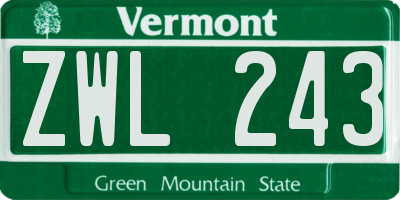 VT license plate ZWL243