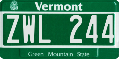VT license plate ZWL244