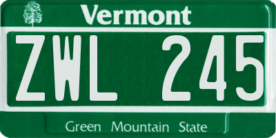 VT license plate ZWL245