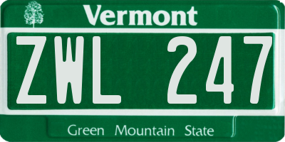 VT license plate ZWL247