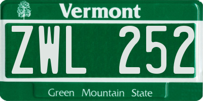 VT license plate ZWL252