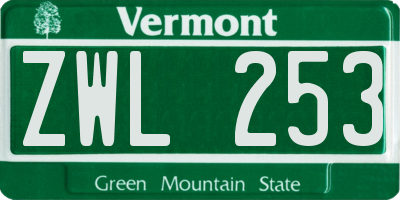 VT license plate ZWL253