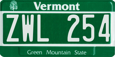 VT license plate ZWL254
