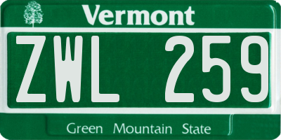 VT license plate ZWL259