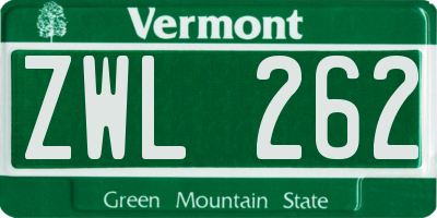 VT license plate ZWL262
