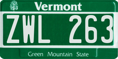 VT license plate ZWL263