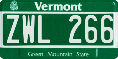 VT license plate ZWL266