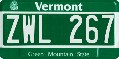 VT license plate ZWL267