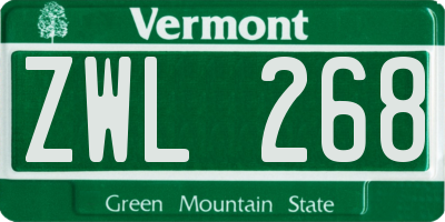 VT license plate ZWL268