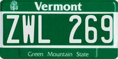VT license plate ZWL269