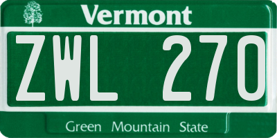 VT license plate ZWL270