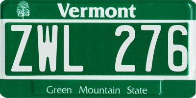 VT license plate ZWL276
