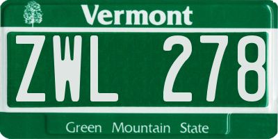 VT license plate ZWL278