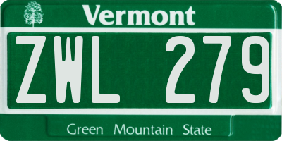 VT license plate ZWL279