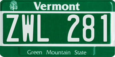 VT license plate ZWL281