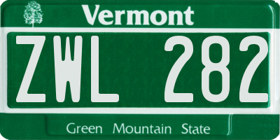 VT license plate ZWL282