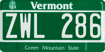 VT license plate ZWL286