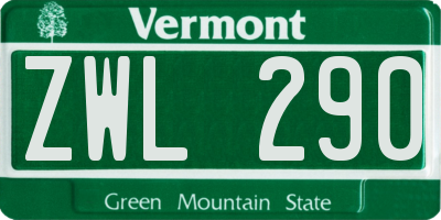 VT license plate ZWL290