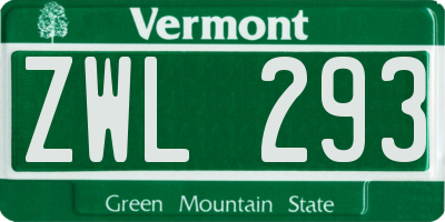 VT license plate ZWL293