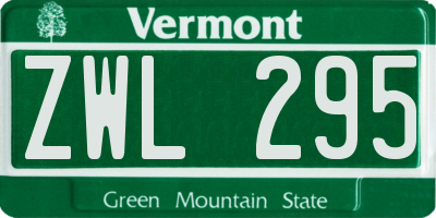 VT license plate ZWL295